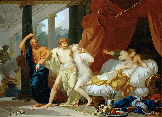 Jean-Baptiste Regnault - Socrates Tears Alcibiades from the Embrace of Sensual Pleasure (1791)